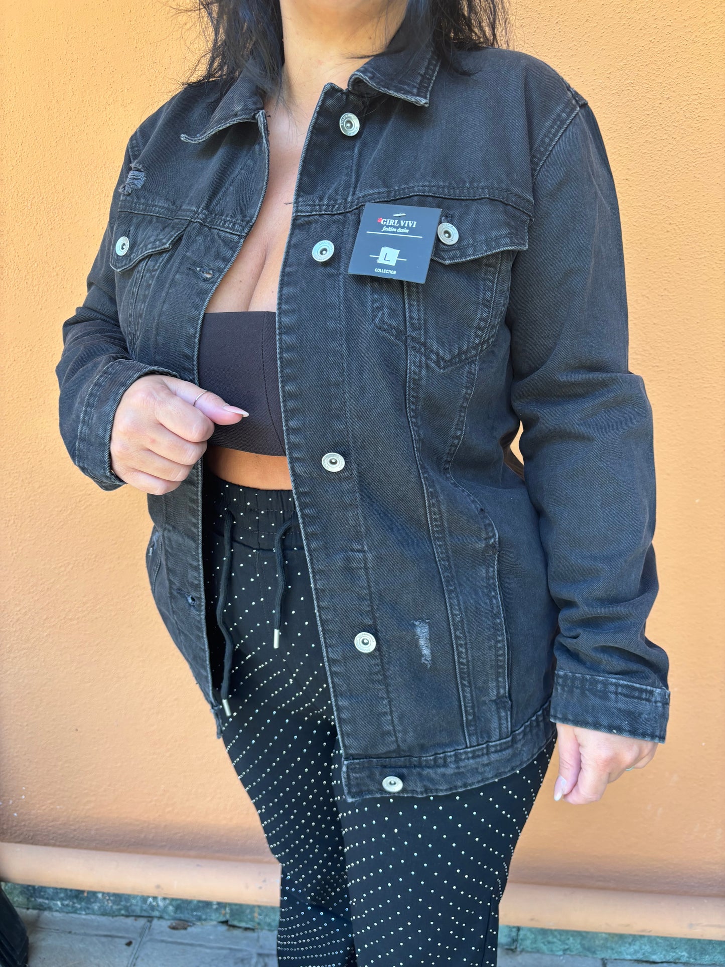 Giacca denim nera over