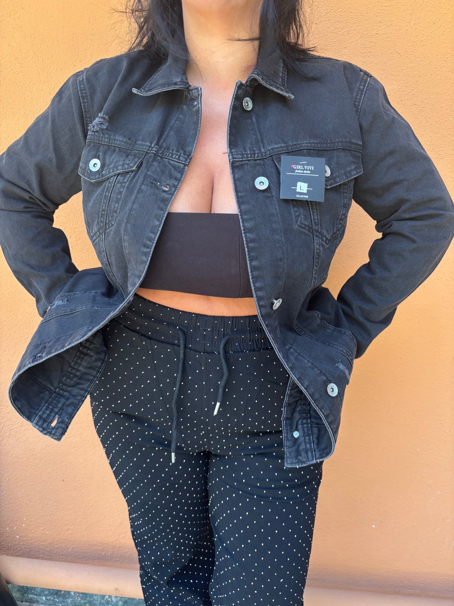 Giacca denim nera over