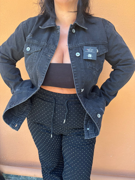 Giacca denim nera over