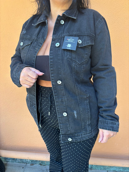 Giacca denim nera over