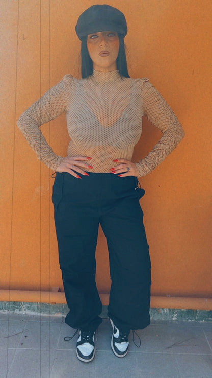 Pantalone cargo button