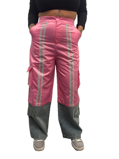 Tuta palazzo con jeans nel fondo